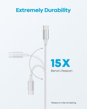 Two white 1ft USB-C to USB-A CarPlay cables for iPhone 17, Air 16, 15 Pro Max from TechsConnect, showing the short cords side by side.