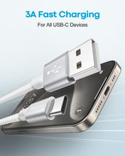 Two white 1ft USB C to USB A CarPlay cables from Techsconnect, compatible with iPhone 15, 16, 17, Air, Pro Max, and Plus models.