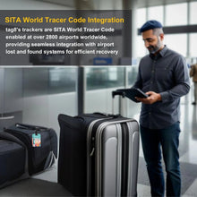 Two Smart Bag Security Tags from Global Lost Recovery Service, New York design, used for luggage security at airports worldwide.