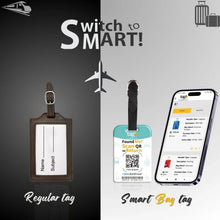 Pair of Smart Bag Security Tags by Global Lost Recovery Service, designed for luggage security at airports worldwide.