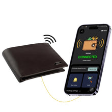 Stitchless smart wallet by Dolphin Tracker with RFID protection, designed for secure card storage and lost recovery.
