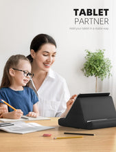 Techsconnect tablet pillow holder stand with soft pad, pocket, and 4 viewing angles for iPad, Kindle, iPhone, and other 4-13