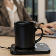 Pursonic 3-in-1 LED desk lamp with wireless charger and mug warmer, modern workspace electronics for productivity and convenience.