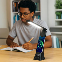 Pursonic Modern Workspace Productivity Bundle with 3-in-1 LED desk lamp, wireless charger, and mug warmer on a desk.