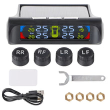 Techsconnect tire pressure monitoring system with external battery sensors and temperature warning for car tyre pressure monitoring.