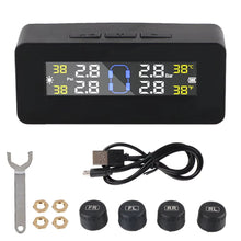 Techsconnect tire pressure monitoring system with external battery sensors and temperature warning for car tyre pressure monitoring.