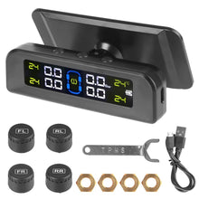 Techsconnect tire pressure monitoring system with external battery sensors and temperature warning for car tyre pressure.