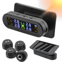 Techsconnect tire pressure monitoring system with external battery sensors and temperature warning for car tyre pressure monitoring.