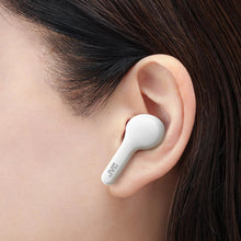 White Techsconnect true wireless earbuds with Bluetooth 5.0, water resistance, and long battery life up to 15 hours.