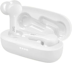 Techsconnect white true wireless earbuds with Bluetooth 5.0, water resistance, and long 15-hour battery life.