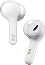 Techsconnect white true wireless earbuds with Bluetooth 5.0, water resistance, and long 15-hour battery life.