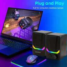 Techsconnect TZ-308 USB 2.0 Channel Computer Speakers with RGB Lighting in black retail packaging