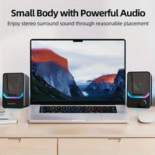 Techsconnect TZ-308 USB 2.0 channel computer speakers with RGB lighting in black retail packaging