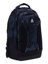 Unisex black camo Laredo 19.5-inch laptop backpack by Techsconnect with multiple compartments and padded straps.