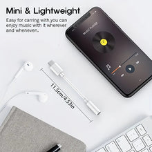 Techsconnect USB Type C to 3.5mm audio adapter for headphones, showing the compact black connector with cable attached.