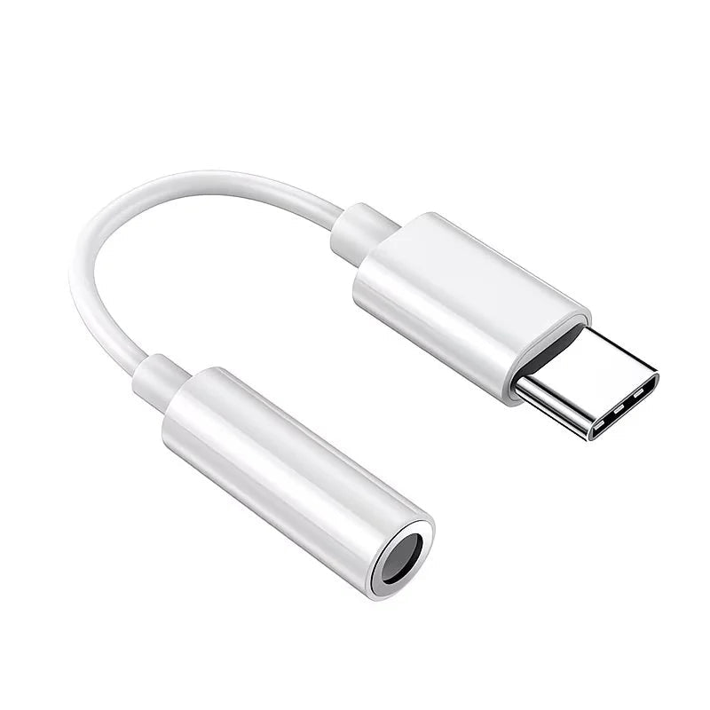 Techsconnect USB Type C to 3.5mm audio adapter for headphones, showing a sleek black adapter connected to a smartphone.
