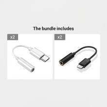Techsconnect USB Type C to 3.5mm audio adapter connected to headphones for improved audio quality and device compatibility.