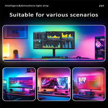RGBIC LED strip lights for PC monitor, app-controlled gaming backlight with music sync, designed for 24-34 inch computer screens.