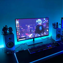 USB RGBIC LED strip lights for PC monitor, app-controlled gaming backlight with music sync on 24-34 inch computer screens.