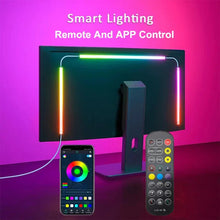 RGBIC LED strip lights for PC monitor, app-controlled gaming backlight with music sync, designed for 24-34 inch computer screens.