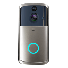 Dolphin Pro WiFi video doorbell camera with sleek design, mounted near front door, capturing video of visitors and surroundings.
